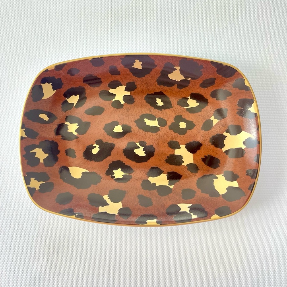 L'objet Leopard Small 5”x7” Tray New in Box Porcelain Gold